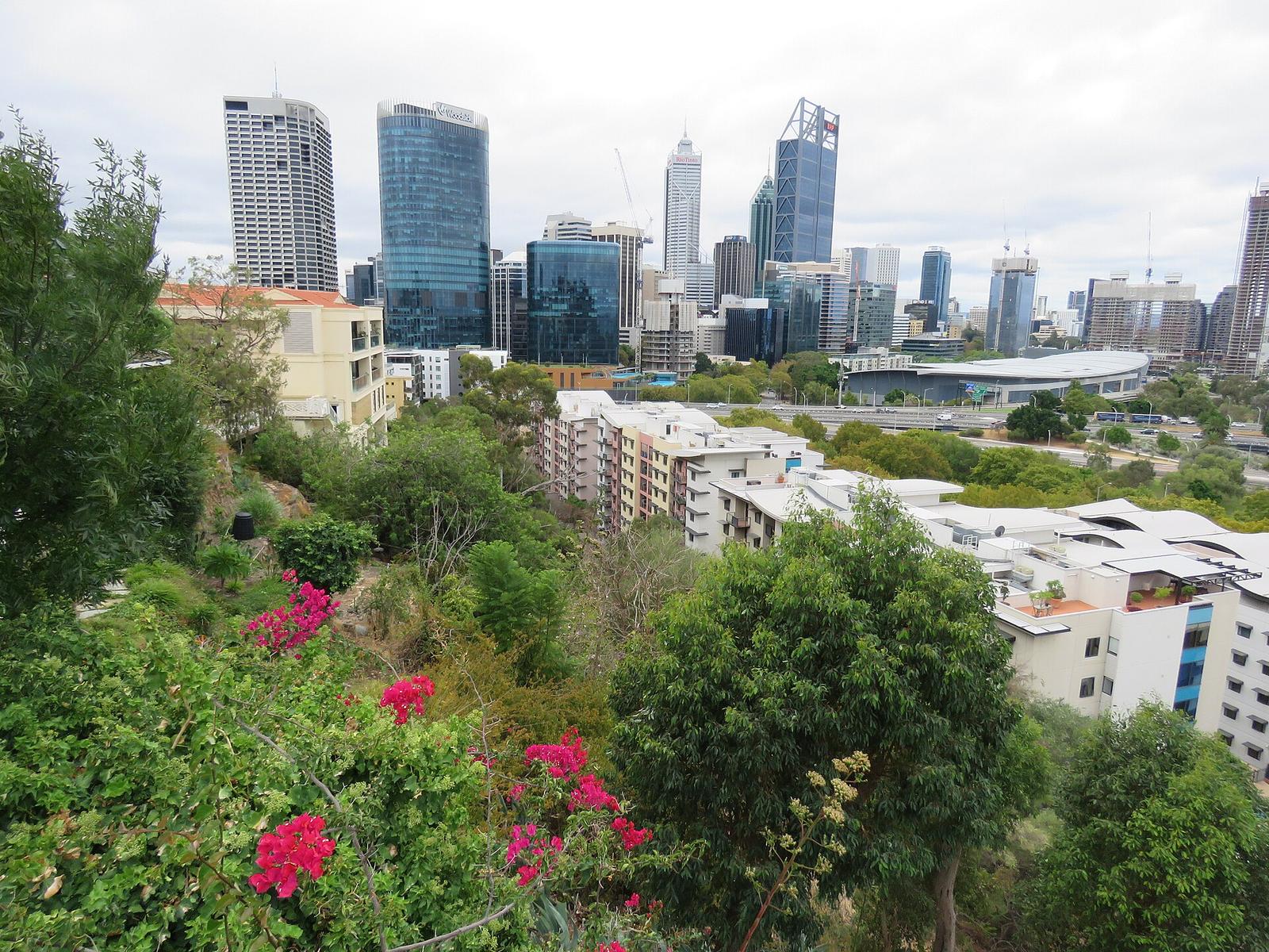 Skyline of Perth seen from West Perth, March 2022