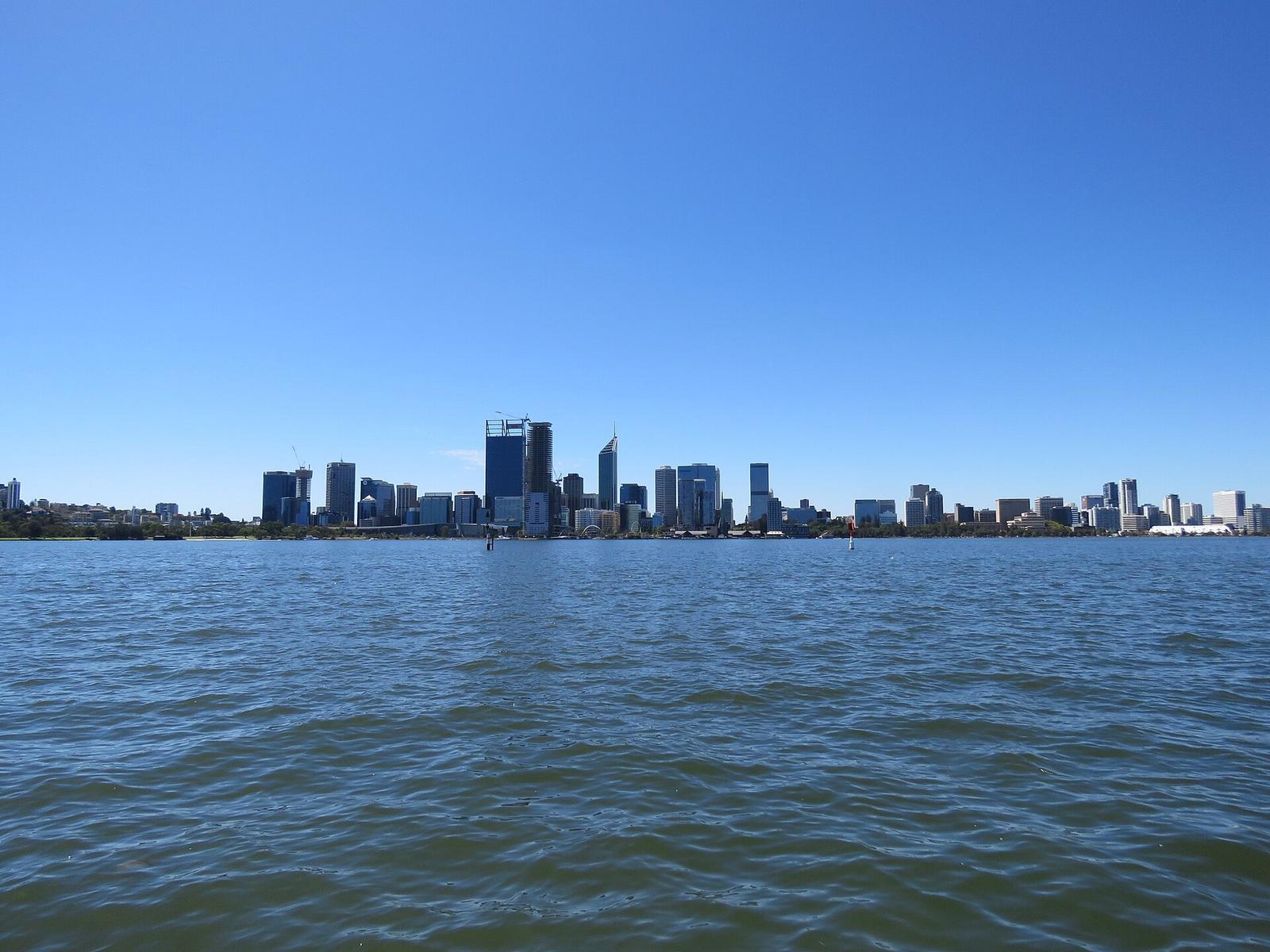 Skyline of Perth seen from South Perth, February 2023